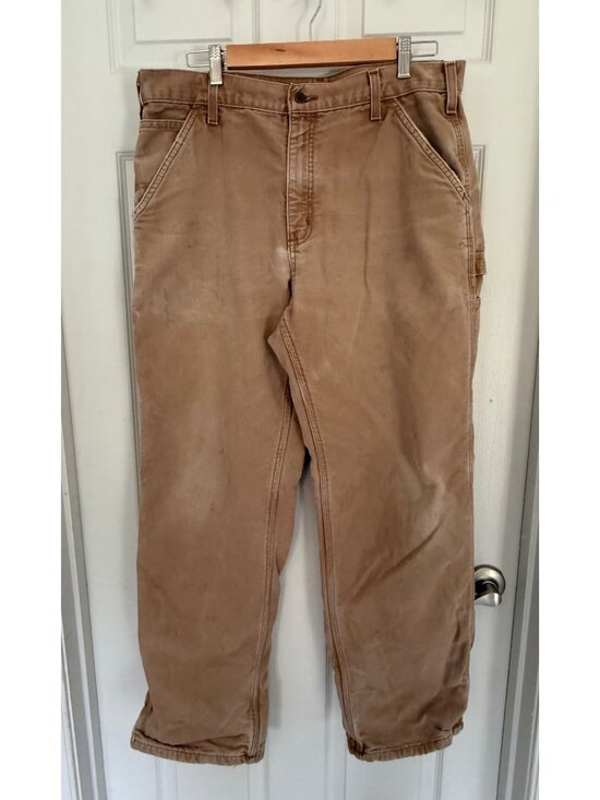 Carhartt Other - Carhartt B111 BRN Dungaree Tan Canvas Flannel Lined Workwear Pants 34 X 32